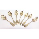 A COLLECTION OF THREE VICTORIAN EXETER SILVER FIDDLE PATTERN TABLESPOONS a pair of Irish William