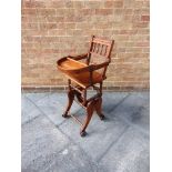 A VICTORIAN CHILDS METAMORPHIC HIGH CHAIR/ROCKING CHAIR 35cm wide 54cm deep 97cm high (as a high