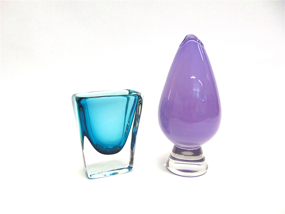 JOSEF SCHOTT FOR SMALANDSHYTTAN: two clear and coloured glass vases