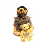TWO STEIFF COLLECTOR'S TEDDY BEARS the largest 52cm high and wearing a deerstalker hat and