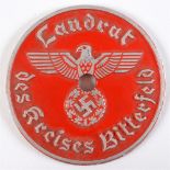 NATIONAL SOZIALISTISCHE DEUTSCHE ARBEITERPARTEI (NSDAP) VEHICLE LICENCE PLATE TAG (Landrat des