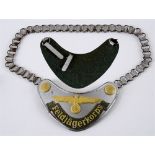 POLIZEI - 'FELDJAGERKORPS' MILITARY (FIELD HUNTER) POLICE SERVICE GORGET 'RINGKRAGEN' of five-piece,