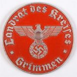 NATIONAL SOZIALISTISCHE DEUTSCHE ARBEITERPARTEI (NSDAP) VEHICLE LICENCE PLATE TAG (Landrat des