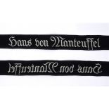 STURMABTEILUNG (SA) - HONOUR CUFF TITLE 'HANS VON MANTEUFFEL' GRUPPE WARTHE, STANDARTE POSEN black