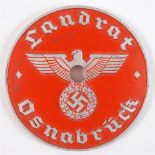 NATIONAL SOZIALISTISCHE DEUTSCHE ARBEITERPARTEI (NSDAP) VEHICLE LICENCE PLATE TAG (Landrat) County