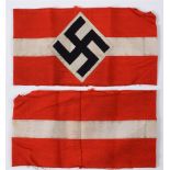 HITLERJUGEND - MEMBER'S ARMBAND (ARMELBINDE) of red rayon two-piece construction with white