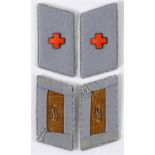 DEUTSCHES ROTES KREUZ (DRK) OFFICER'S 2ND TYPE COLLAR TABS of grey wool construction, piped in