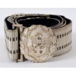 KREIGSMARINE - A FINE QUALITY ADMINISTRATIVE OFFICERS BROCADE BELT AND BUCKLE the buckle of heavy