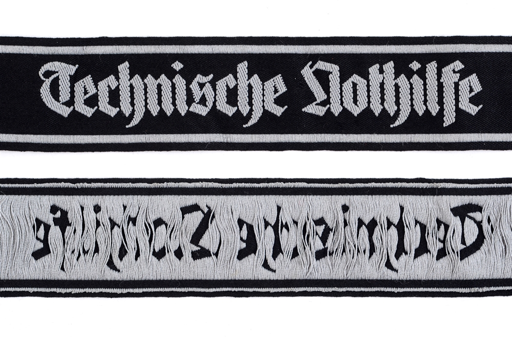 TECHNISCHE NOTHILFE (TENO) - ENLISTED MANS/NCO'S CUFF TITLE (ARMELSTREIFFEN) of ribbed black rayon