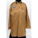 NATIONAL SOZIALISTISCHE FLIEGERKORPS (NSFK) - ENLISTED MANS BROWN SHIRT of tan cotton twill