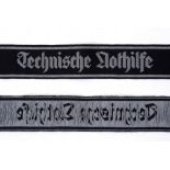 TECHNISCHE NOTHILFE (TENO) - EM/NCO'S CUFF TITLE black ribbed rayon construction with Bevo woven