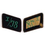 STURMABTEILUNG (SA) - STURM 1, STANDARTE 78, GROUP NIEDERRHEIN COLLAR TAB of black wool construction