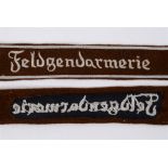 POLIZEI - EM/NCO 'FELDGENDARMERIE' CUFF TITLE embroidered white Gothic style lettering with