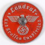 NATIONAL SOZIALISTISCHE DEUTSCHE ARBEITERPARTEI (NSDAP) VEHICLE LICENCE PLATE TAG (Landrat des