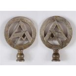 STURMABTEILUNG (SA) - VEHICLE PENNANT FINIAL nickel-plated cast brass construction, the circular