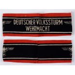 DAS DEUTSCHE HEER - DEUTSCHER WEHRMACHT ARMBAND (ARMELBINDE) VOLKSSTURM of printed cotton