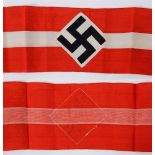 HITLERJUGEND - MEMBER'S ARMBAND (ARMELBINDE) of red rayon two-piece construction with white