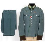 POLIZEI - SCHUTZPOLIZEI 'OBERWACHMEISTER' SERVICE UNIFORM Police green wool construction tunic