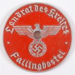 NATIONAL SOZIALISTISCHE DEUTSCHE ARBEITERPARTEI (NSDAP) VEHICLE LICENCE PLATE TAG (Landrat des