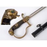 DAS DEUTSCHE HEER - LION'S HEAD SABRE FOR OFFICERS OF THE CAVALRY with a 78.5cm slightly curved