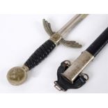 LUFTWAFFE - MODEL 1935 LUFTWAFFE OFFICER'S SWORD WITH LEATHER HANGER BY F & H HELBIG, STEINBACH
