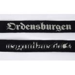 REICHSARBEITSDIENST (RAD) - OFFICER'S 'ORDENSBURGEN' CUFF TITLE machine embroidered silver letters