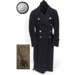 TECHNISCHEN NOTHILFE (TENO) - ENLISTED MANS REGULATION OVERCOAT (MANTEL) of dark blue wool, full-