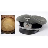 TECHNISCHE NOTHILFE (TENO) OFFICER'S VISOR CAP (DIENSTMUTZE) BY EREL OF BERLIN grey/green wool