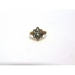 A 9 CARAT GOLD COLOUR CHANGE SAPPHIRE CLUSTER RING finger size P1/2, 2.8g gross
