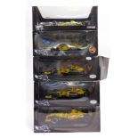 FIVE 1/18 SCALE JORDAN FORMULA 1 RACING CARS comprising a Hot Wheels Jordan EJ10 (J. Trulli); Hot