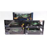 FIVE 1/18 SCALE JAGUAR FORMULA 1 RACING CARS comprising a Hot Wheels Jaguar R1 (E. Irvine); Hot