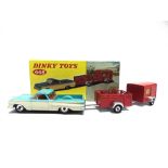 A DINKY NO.448, CHEVROLET EL CAMINO PICK UP & TRAILERS the pick up blue over white, the trailers red