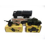 THREE DINKY TOYS MILITARY VEHICLES comprising a Dinky No.642, R.A.F. Pressure Refueller, slate