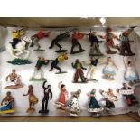 TWENTY-TWO PLASTIC TOY FIGURES by Britains and Herald, including Hawaiian dancers, Spanish