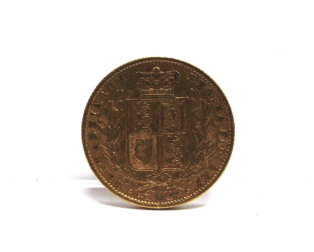 GREAT BRITAIN - VICTORIA, SOVEREIGN, 1871 Sydney mint, young head, shield back. - Image 2 of 2