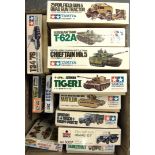 ASSORTED UNMADE PLASTIC MILITARY VEHICLE KITS by Tamiya (8), Esci (3), Airfix (2) and Hasegawa (