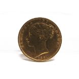 GREAT BRITAIN - VICTORIA, SOVEREIGN, 1864 young head, shield back.