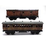 [O GAUGE]. TWO MARKLIN G.N.R. COACHES comprising a 3rd Class Compartment, 2875, with wood-effect