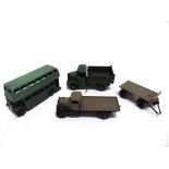 FOUR DINKY TOYS DIECAST MODELS all post-war, comprising a Dinky No.29c, Double Decker Bus, first