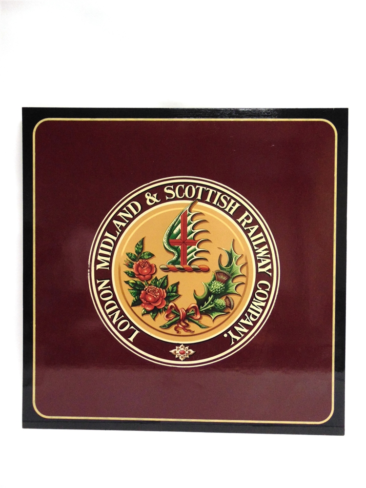 A LONDON, MIDLAND & SCOTTISH RAILWAY COMPANY CREST transfer printed to a hand-painted panel, 60.