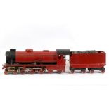 A 5 INCH GAUGE LIVE STEAM 4-6-4 TENDER LOCOMOTIVE the cab fitted with a pressure gauge, red