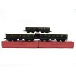 [O GAUGE]. THREE HORNBY NO.2 S.R. COACHES comprising two first / third corridor coaches, and a