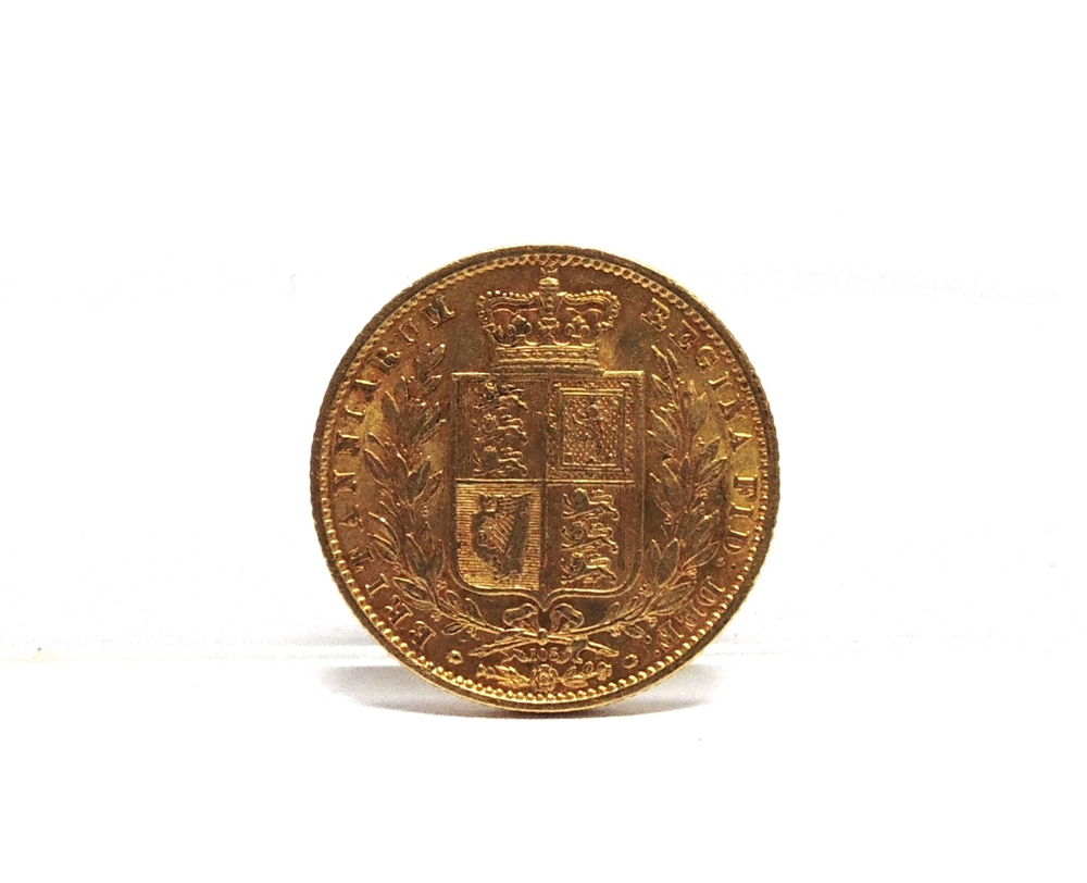 GREAT BRITAIN - VICTORIA, SOVEREIGN, 1864 young head, shield back. - Image 2 of 2