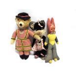 ASSORTED DOLLS, TEDDY BEARS & SOFT TOYS comprising a Deans Rag Doll, 57cm high; an English