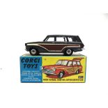 A CORGI NO.491, FORD CONSUL CORTINA SUPER ESTATE CAR gun metal with faux wood side panels, mint,