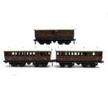 [O GAUGE]. THREE BASSETT-LOWKE L.N.E.R. COACHES comprising a 1st Class Compartment, 525, teak-effect