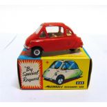 A CORGI NO.233, HEINKEL ECONOMY CAR red, very near mint, boxed, the box very good.