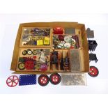 MECCANO - ASSORTED including a 20 volts electric motor, red; 4 volts electric motor, crimson; a