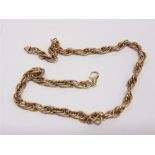 A 9 CARAT GOLD CHAIN of hollow fancy links, 46.5cm long, 16.3g gross