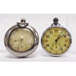 JAEGER LE COULTRE, A CHROME PLATED GOVERNMENT ISSUE POCKET WATCH inscribed to the reverse with